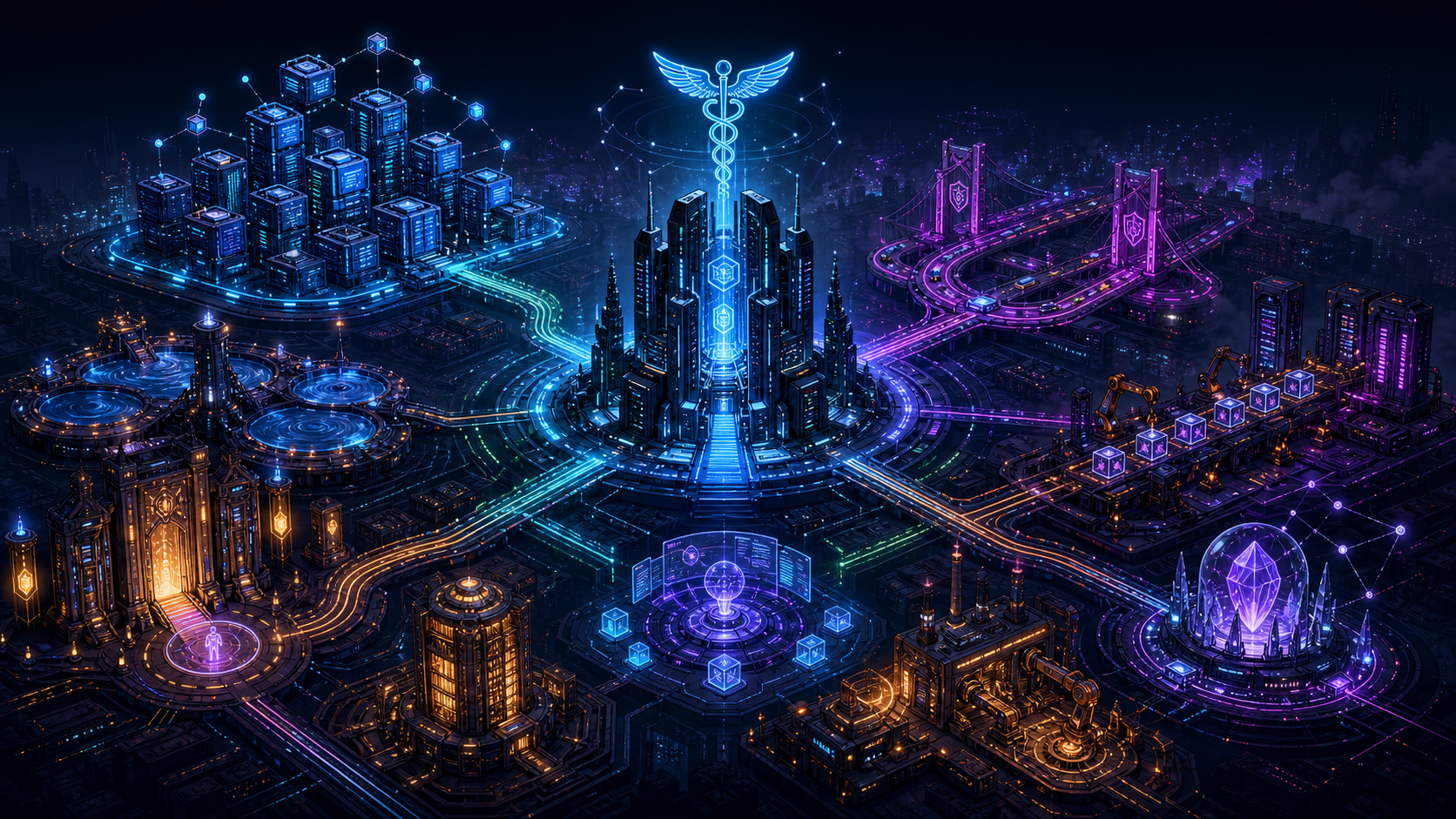 The Homelab as a City — ChatGPT Codex generated cyberpunk editorial illustration